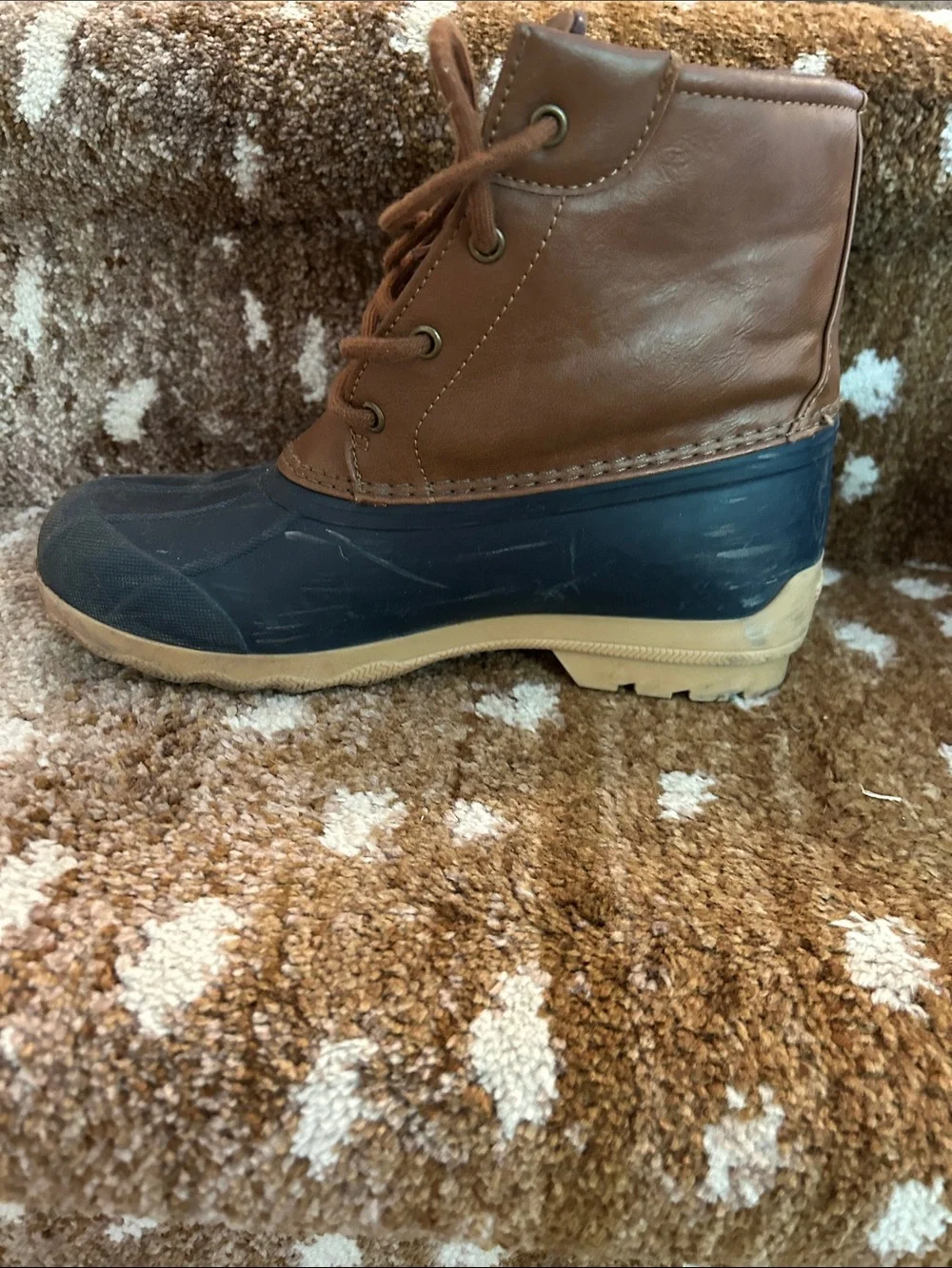Sperry Brown and Navy Kids Duck Boots Boys 5